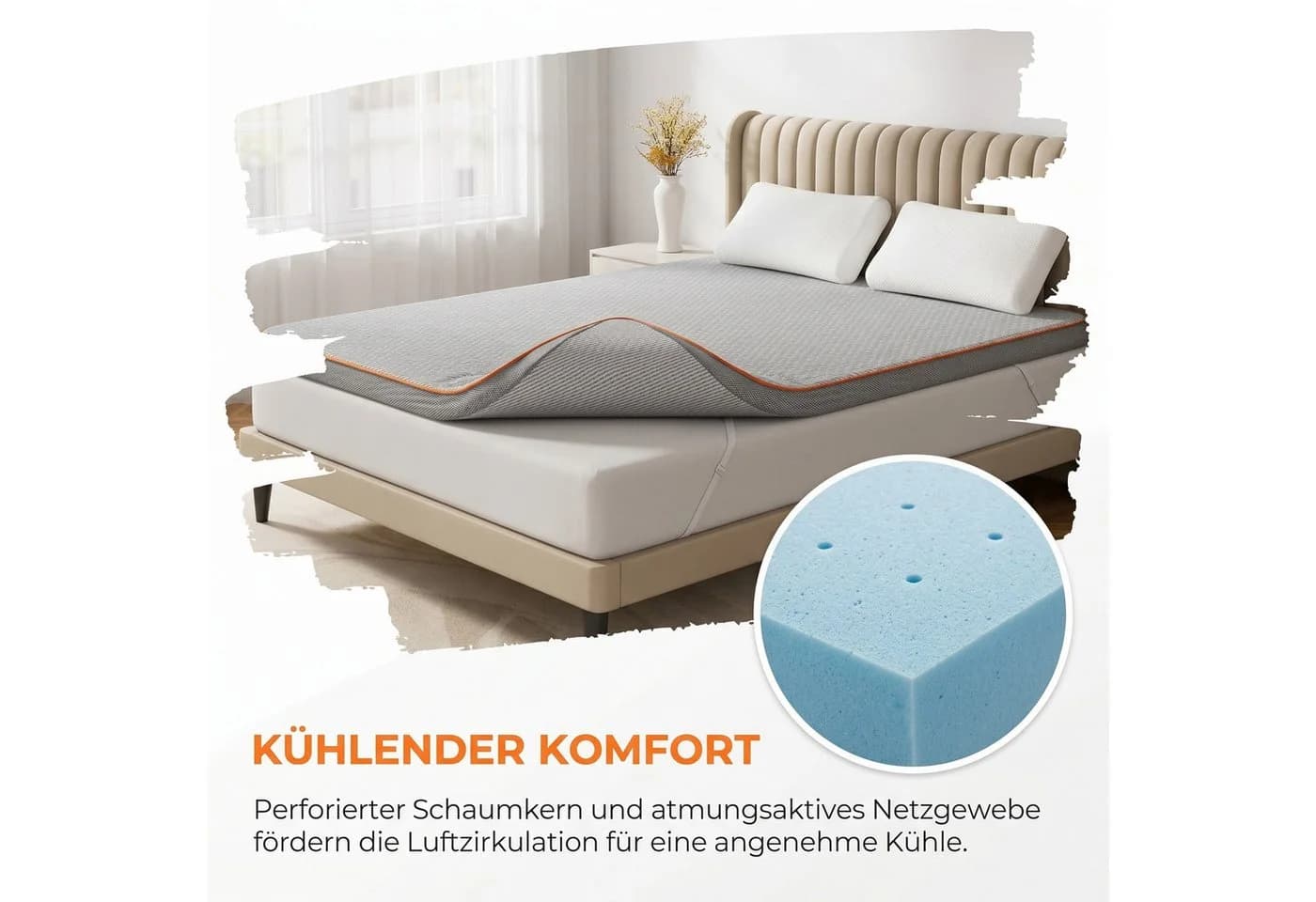 PERLECare Matratzen-Topper Gel-Schaum 7,5 cm Höhe OEKO-TEX® Zertifiziert - Bild 5