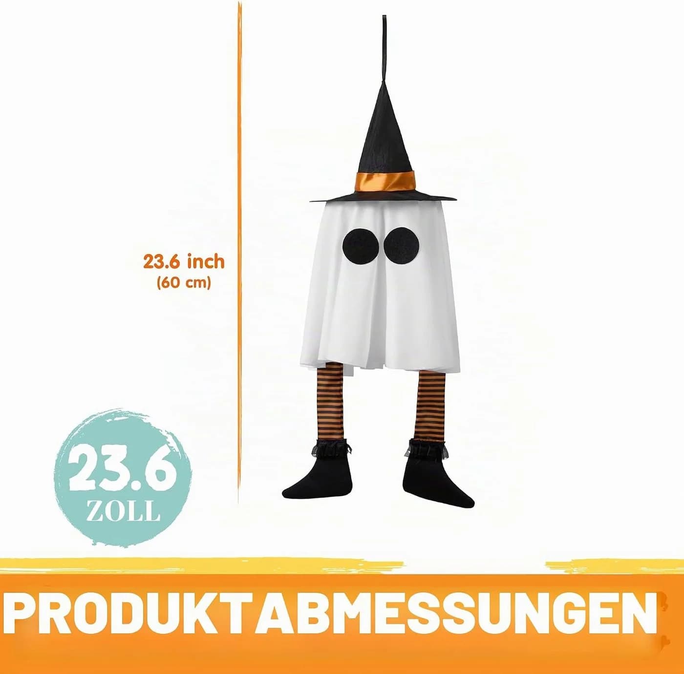 JOYIN 3er-Set hängende Geister mit warmweißem Licht und Hexenhut - Bild 5