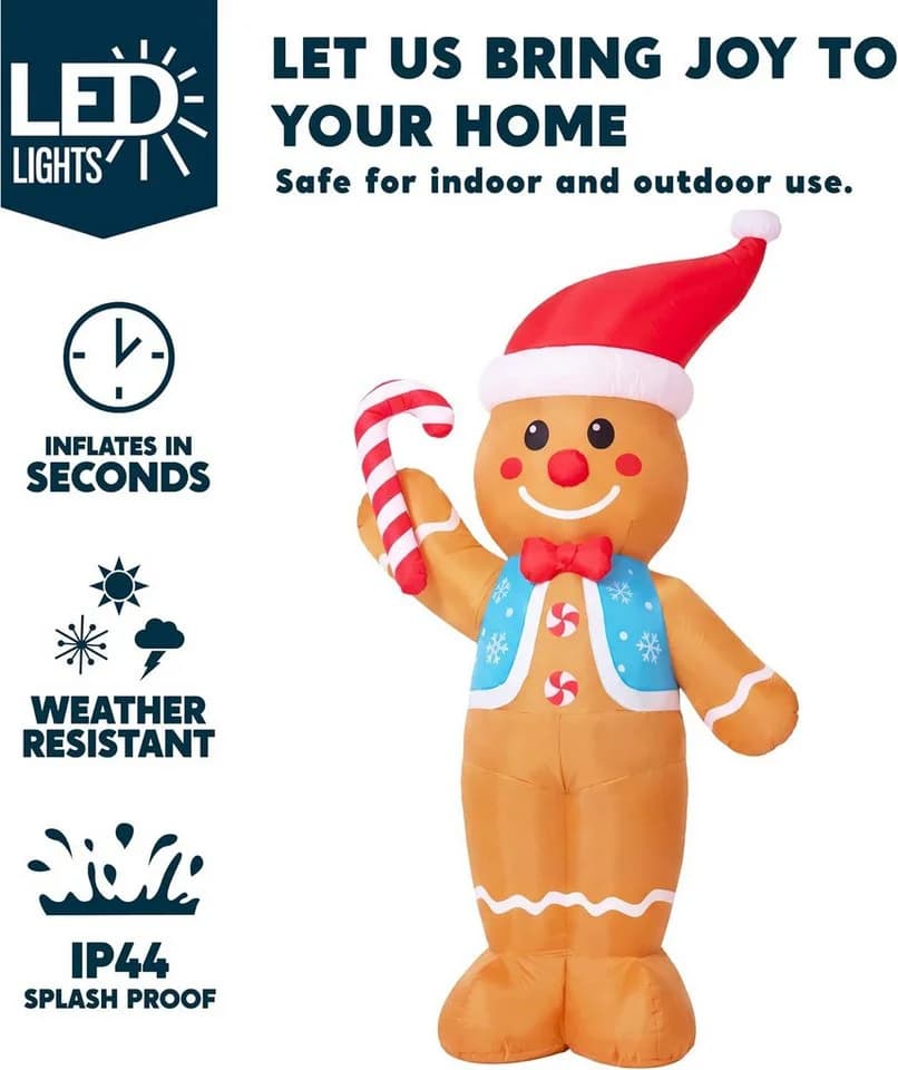 JOYIN Aufblasbarer Lebkuchenmann XXL 240cm mit LED-Beleuchtung - Bild 3
