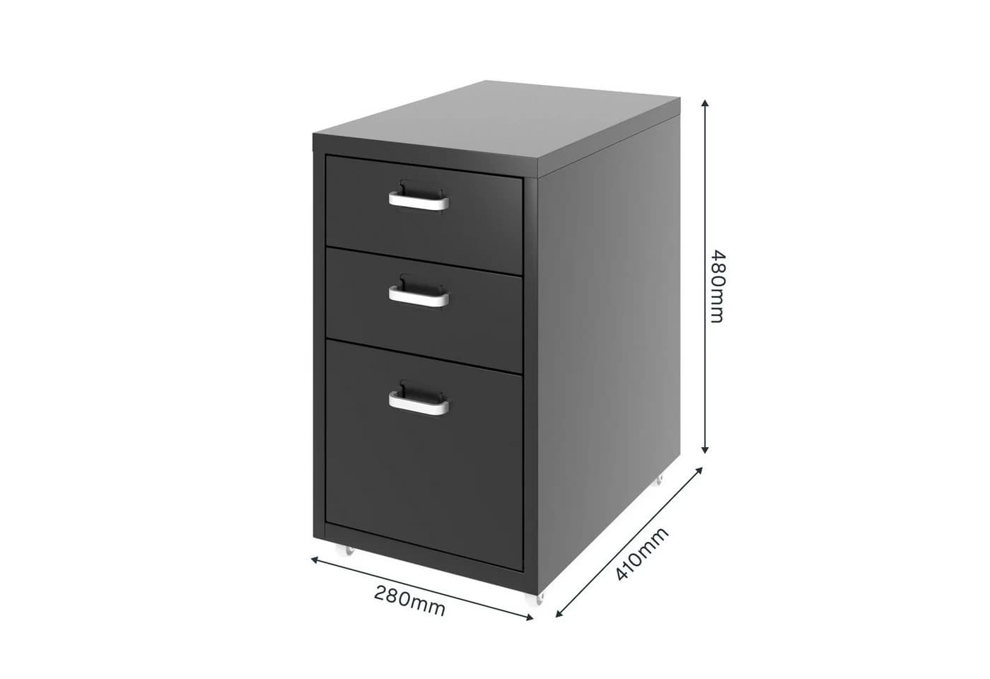FlexiSpot Rollcontainer 3-Schubladen Schwarz