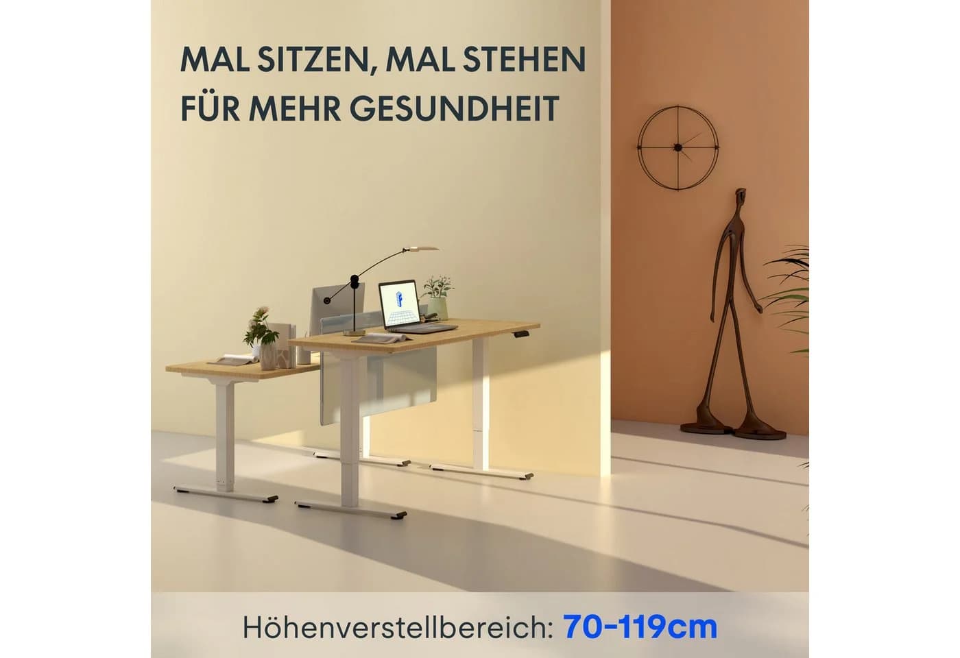 FLEXISPOT Schreibtisch Basic Plus höhenverstellbar Bambus