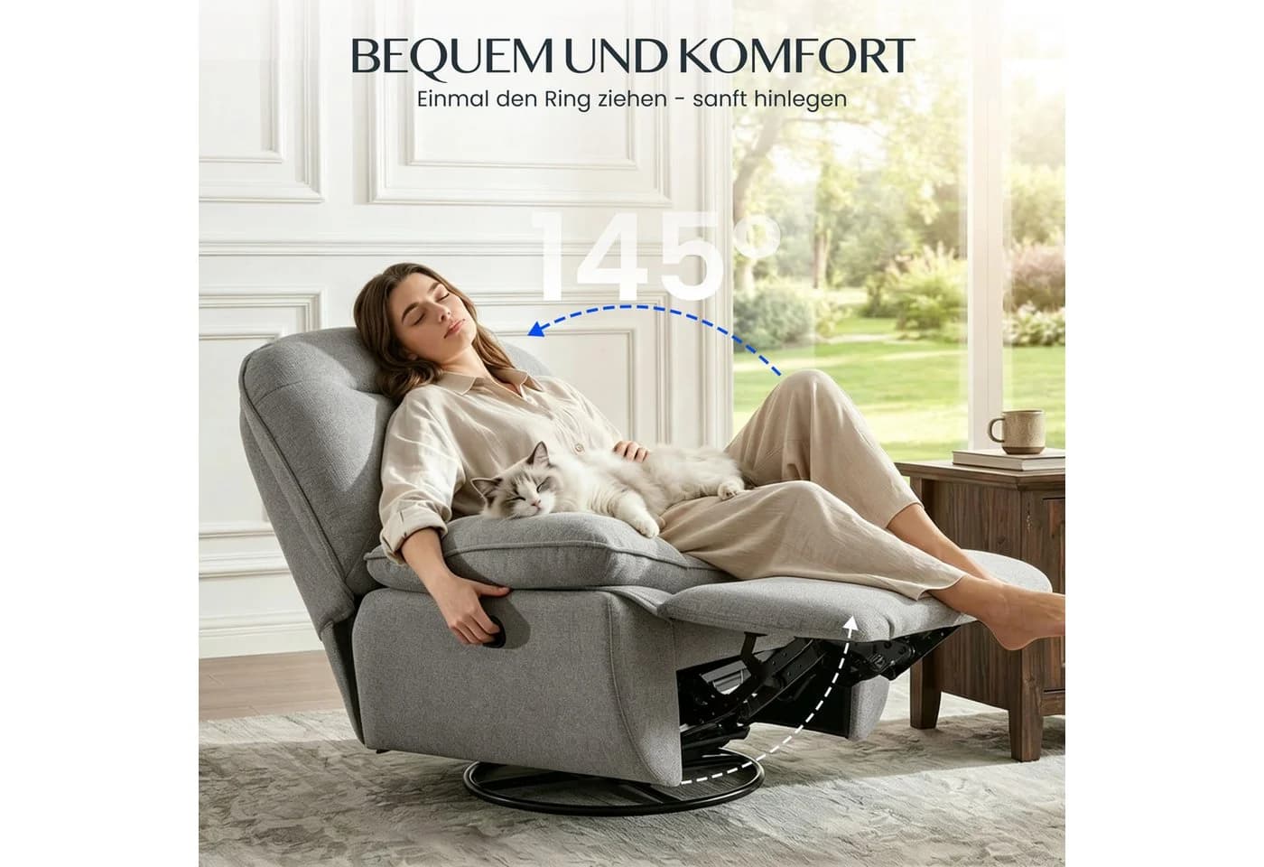 FLEXISPOT TV-Sessel Hellgrau mit Wippfunktion und Stauraum - Bild 5