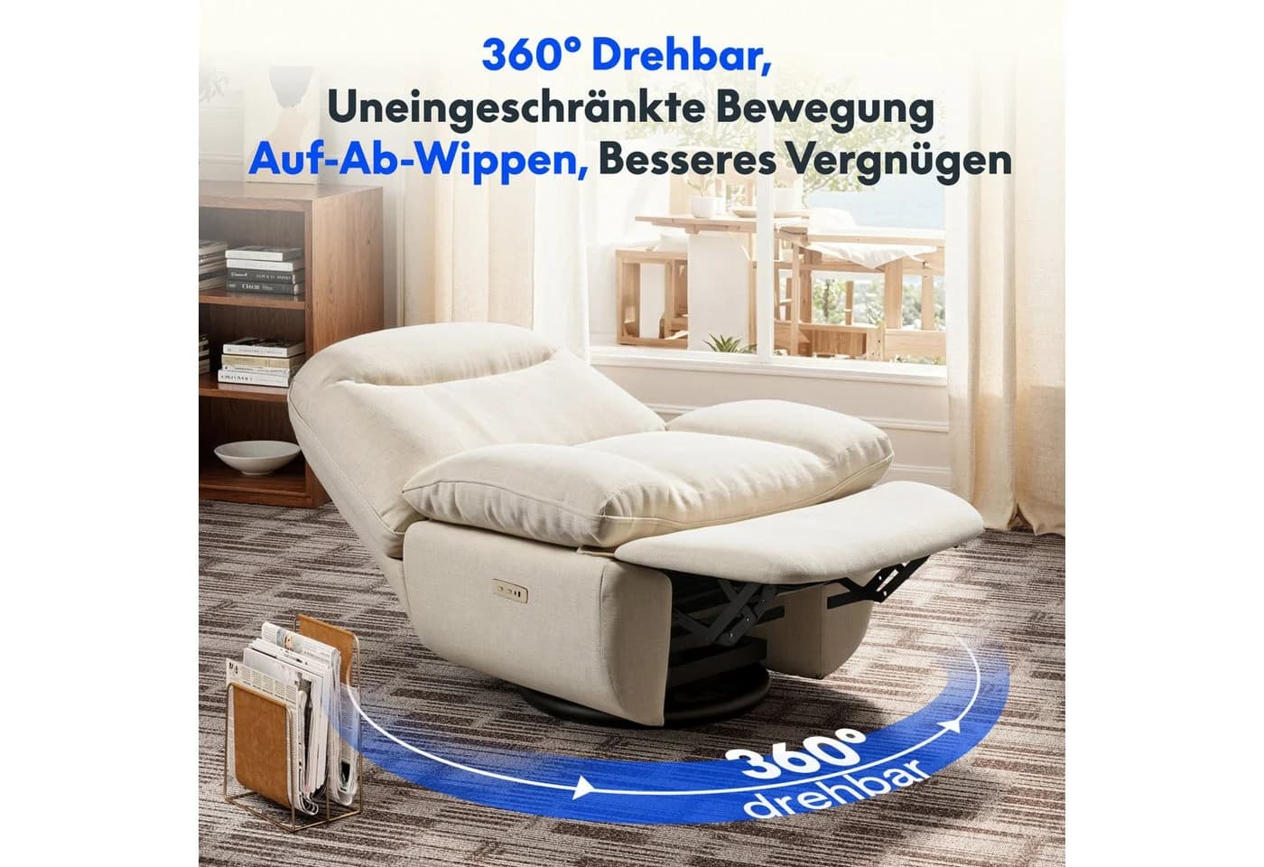FLEXISPOT Relaxsessel Beige Elektrisch Verstellbar mit USB - Bild 4