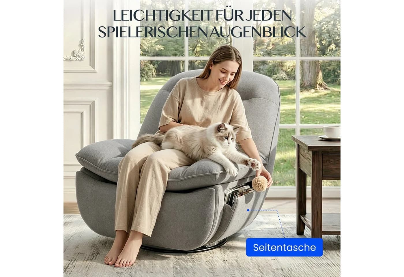 FLEXISPOT Relaxsessel Grau Elektrisch Verstellbar 145° - Bild 4