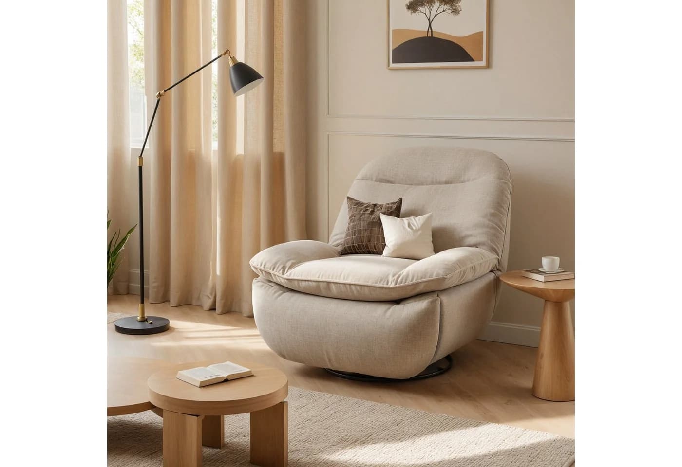 FLEXISPOT TV-Sessel Beige mit Wippfunktion & Stauraum - Bild 2