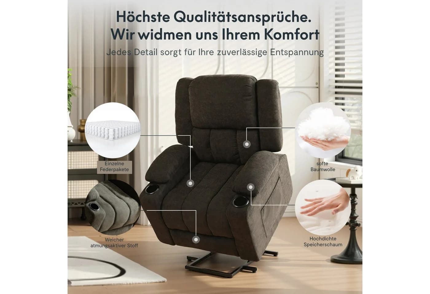 FLEXISPOT Relaxsessel Elektrisch mit Massage & Heizfunktion Grau - Bild 5