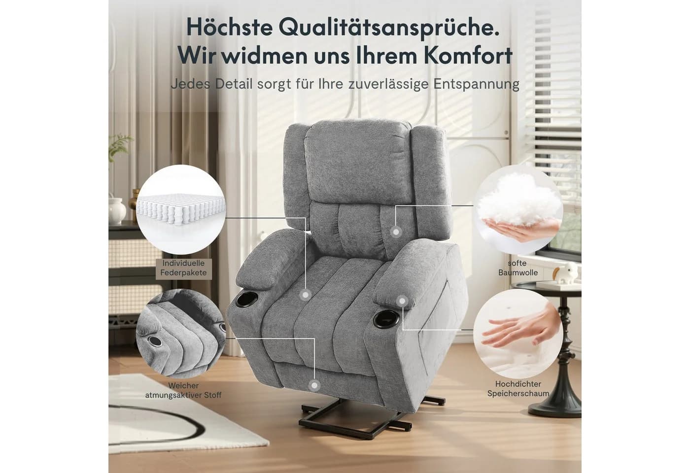 FLEXISPOT Relaxsessel Elektrisch mit Massage und Aufstehhilfe - Bild 5