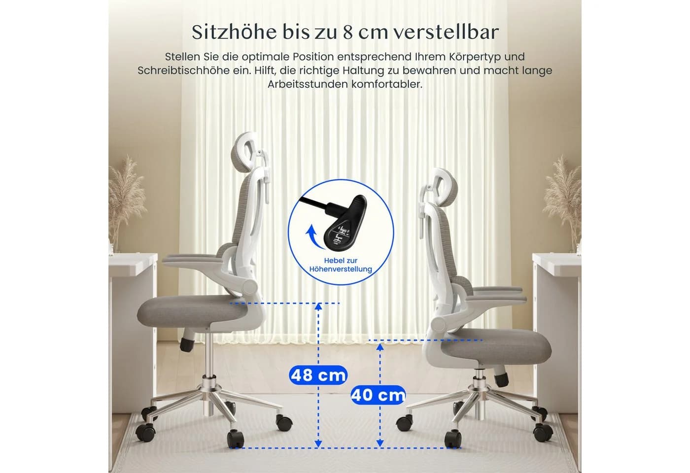 FLEXISPOT Bürostuhl Ergonomisch mit 2D-Kopfstütze & Lendenstütze - Bild 4