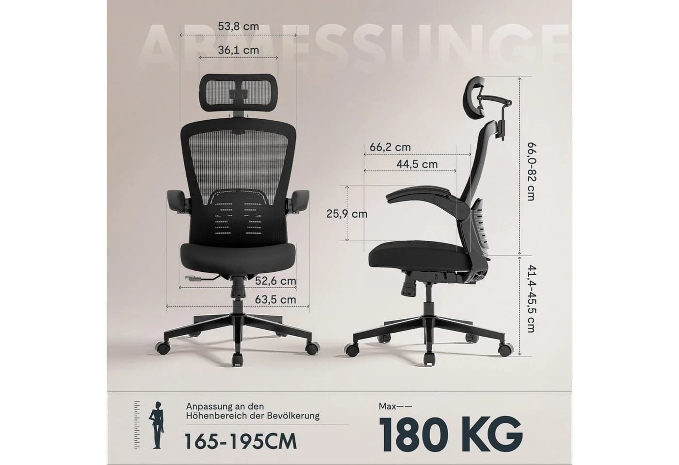 FLEXISPOT OC3 Bürostuhl Ergonomisch mit 3D-Kopfstütze Schwarz