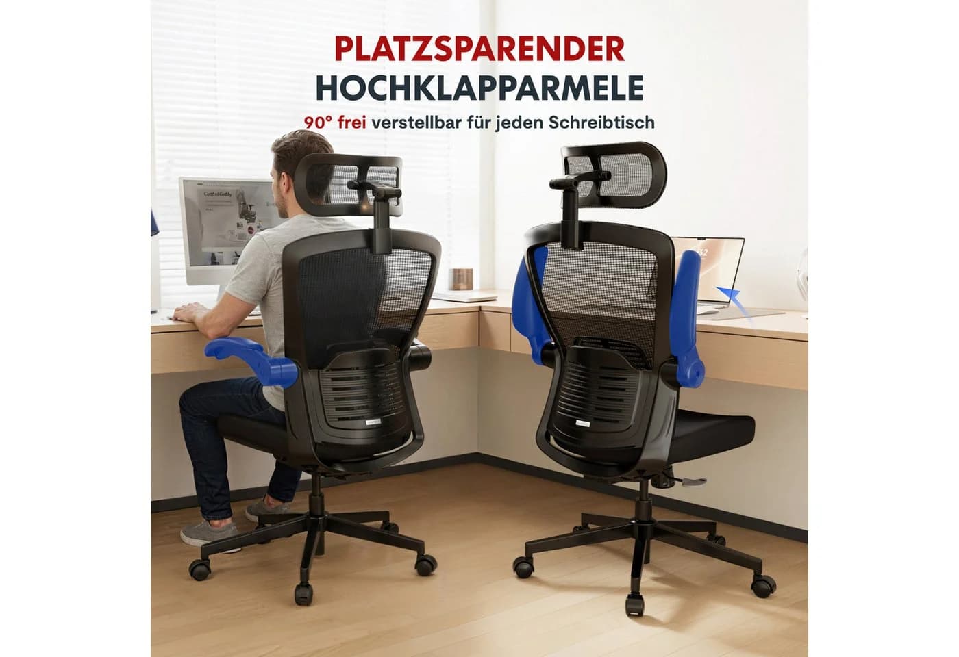 FLEXISPOT OC3 Bürostuhl Ergonomisch mit 3D-Kopfstütze Schwarz - Bild 3
