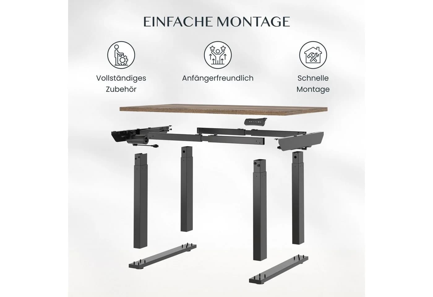 FLEXISPOT Schreibtisch Elektrisch Höhenverstellbar Schwarz 160x80 cm - Bild 3