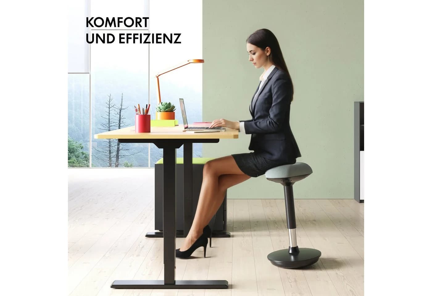 FLEXISPOT Drehhocker BH4 Grau mit Gummifuß und Höhenverstellung - Bild 5