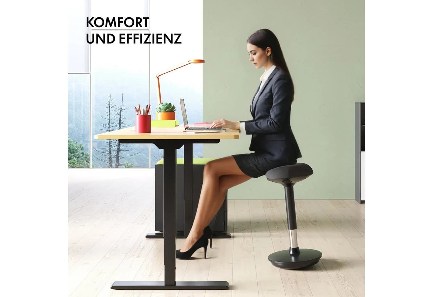 FLEXISPOT Drehhocker Schwarz mit Gummifuß und 30° Schaukelbar - Bild 5