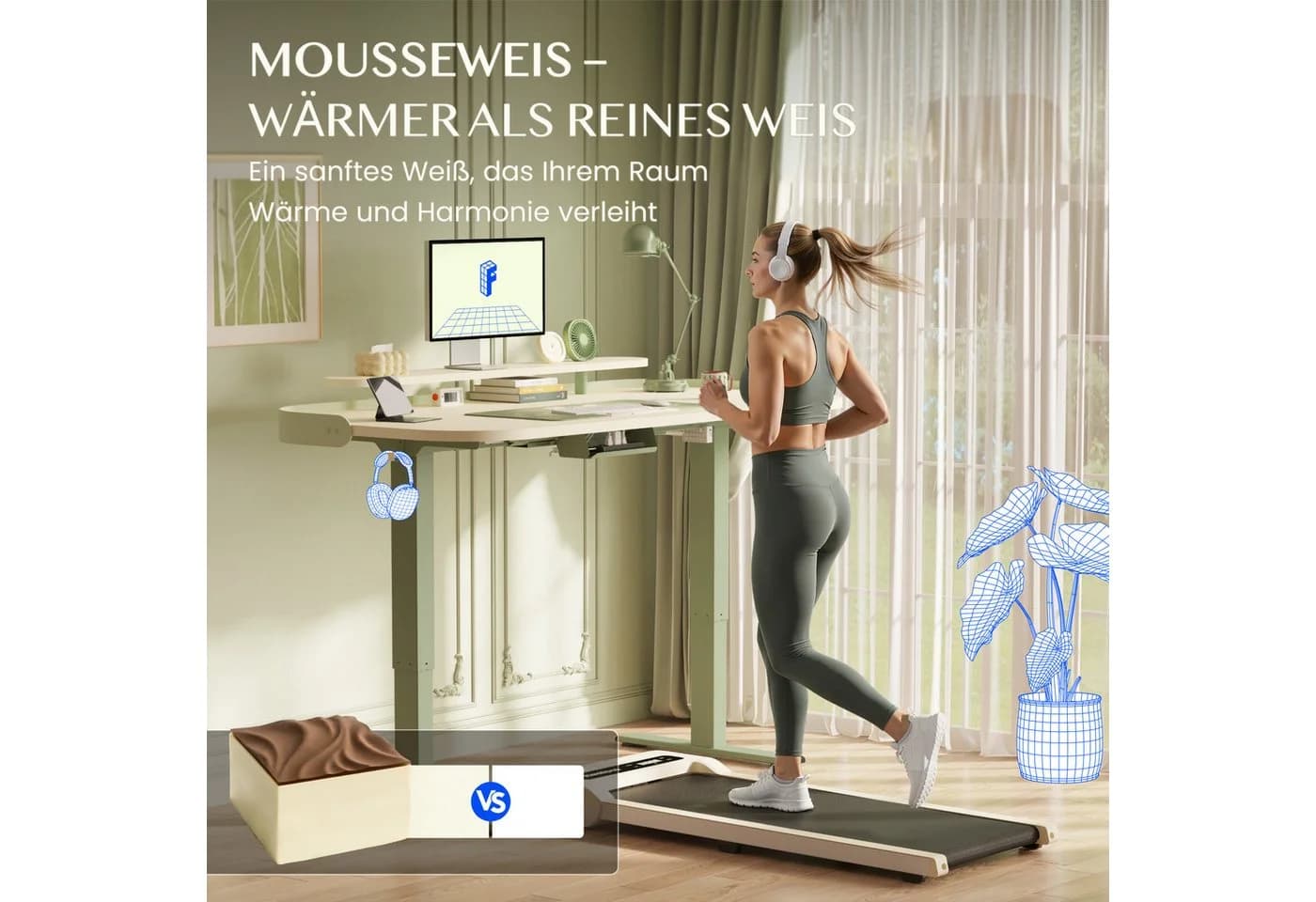 FLEXISPOT Schreibtisch elektrisch höhenverstellbar Minzgrün mit Monitorablage - Bild 5