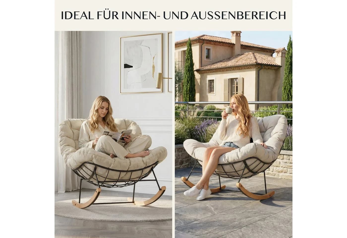 FLEXISPOT Schaukelsessel Grau mit Kopfkissen Metallrahmen - Bild 5