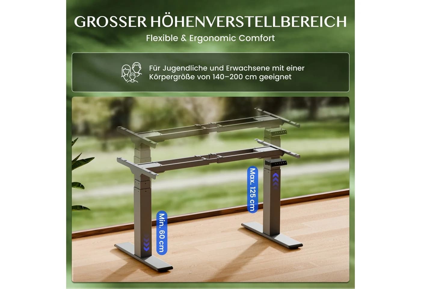 FLEXISPOT E6 Elektrisches Tischgestell Grau Höhenverstellbar - Bild 4