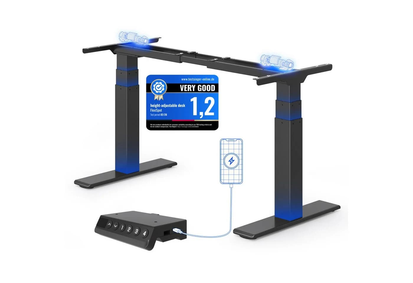 FLEXISPOT ValtreX E200 Elektrisch Höhenverstellbarer Schreibtisch Dualmotor - Bild 2