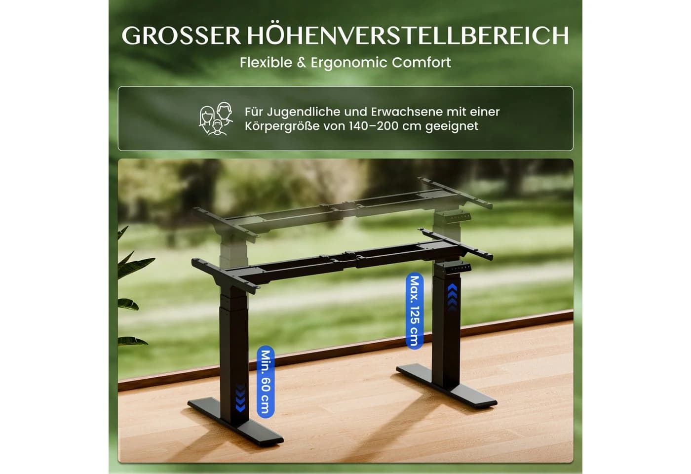 FLEXISPOT ValtreX E200 Elektrisch Höhenverstellbarer Schreibtisch Dualmotor - Bild 5