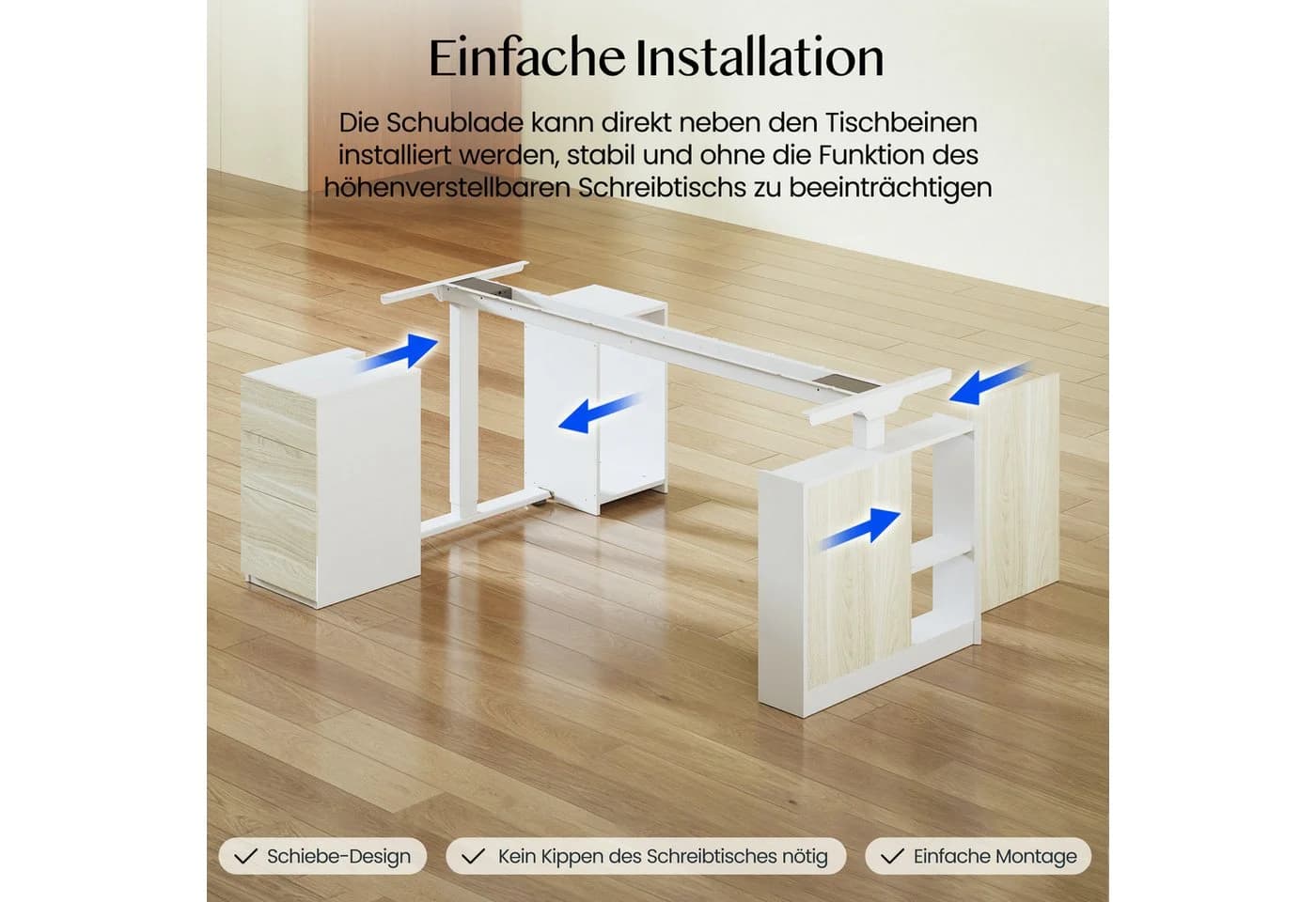 FLEXISPOT Elektrischer Schreibtisch mit Bein-Schrank Set Weiß Höhenverstellbar - Bild 3