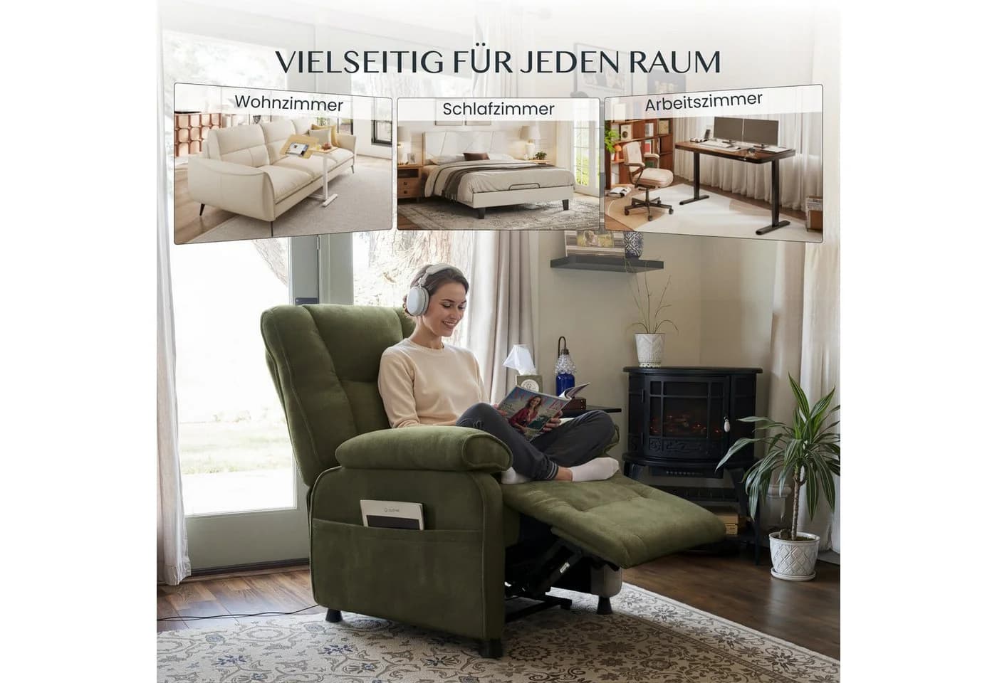 FLEXISPOT Elektrischer Relaxsessel Grün mit Liegefunktion - Bild 4