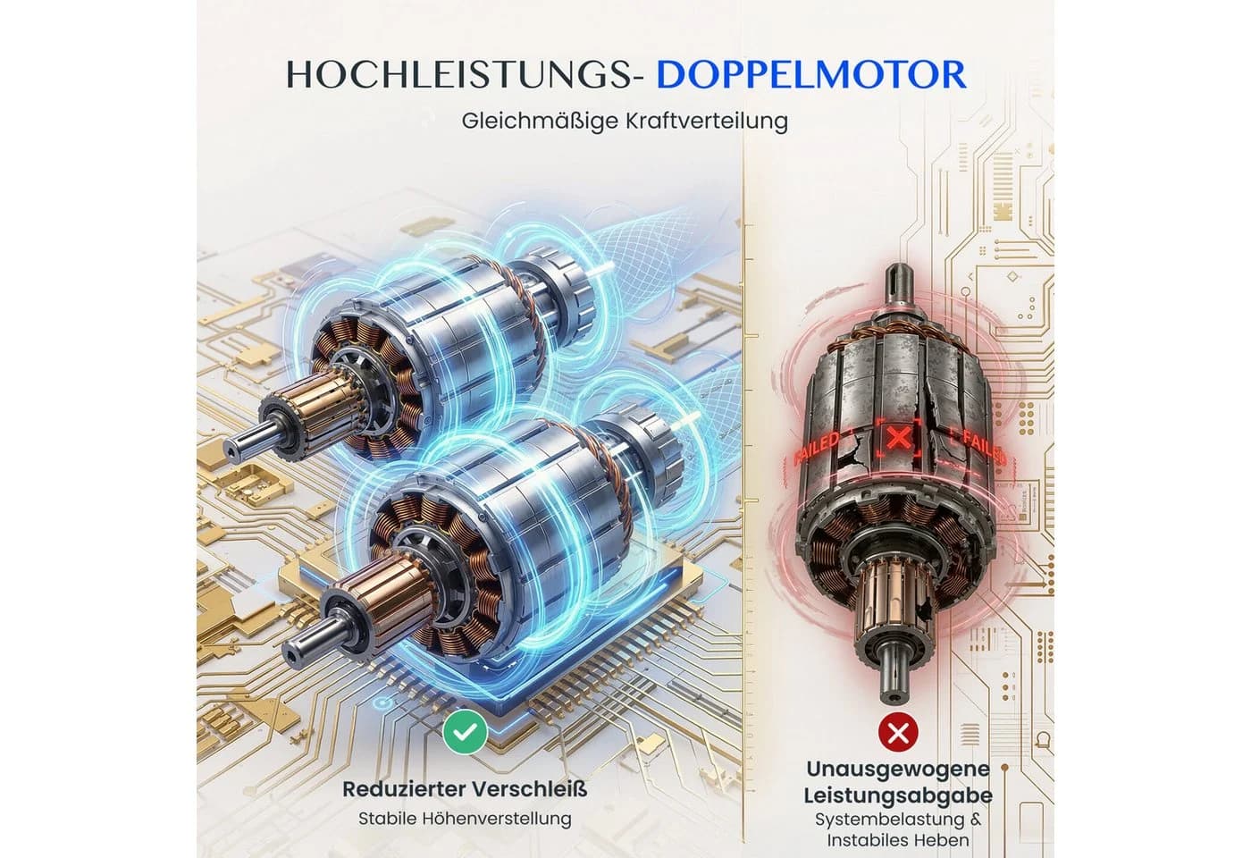FLEXISPOT Elektrisches Höhenverstellbares Tischgestell 4-Bein Schwarz Dualmotor - Bild 3