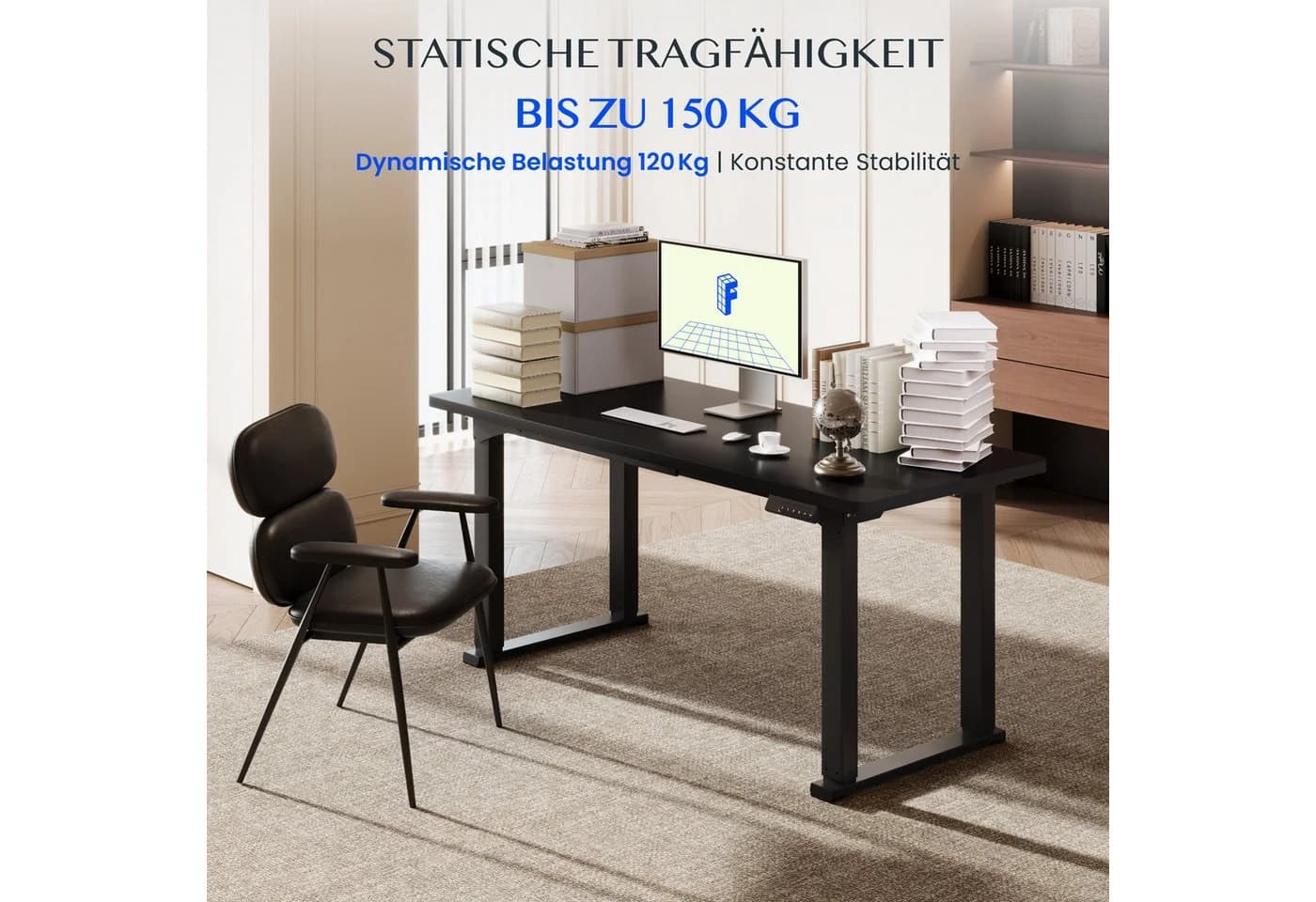 FLEXISPOT Elektrisches Höhenverstellbares Tischgestell 4-Bein Schwarz Dualmotor - Bild 4