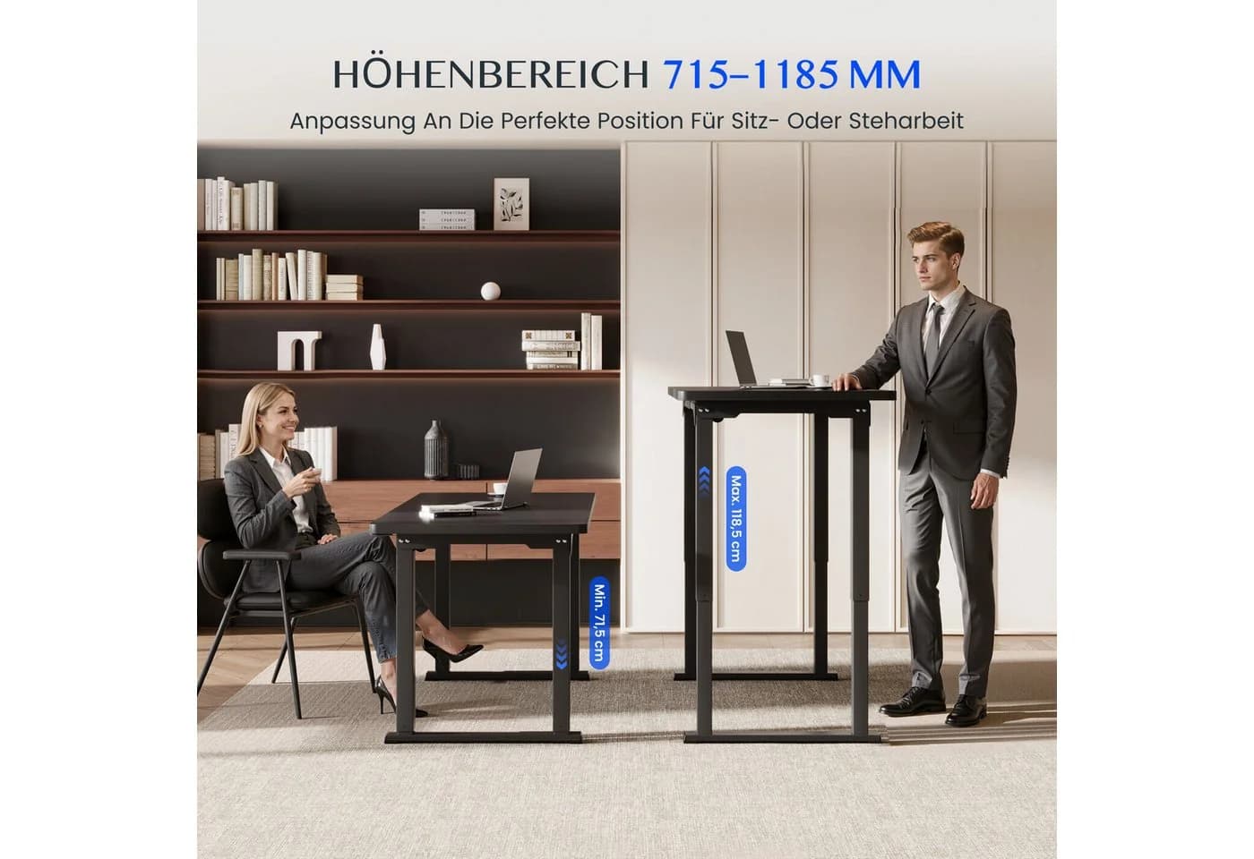 FLEXISPOT Elektrisches Höhenverstellbares Tischgestell 4-Bein Schwarz Dualmotor - Bild 5
