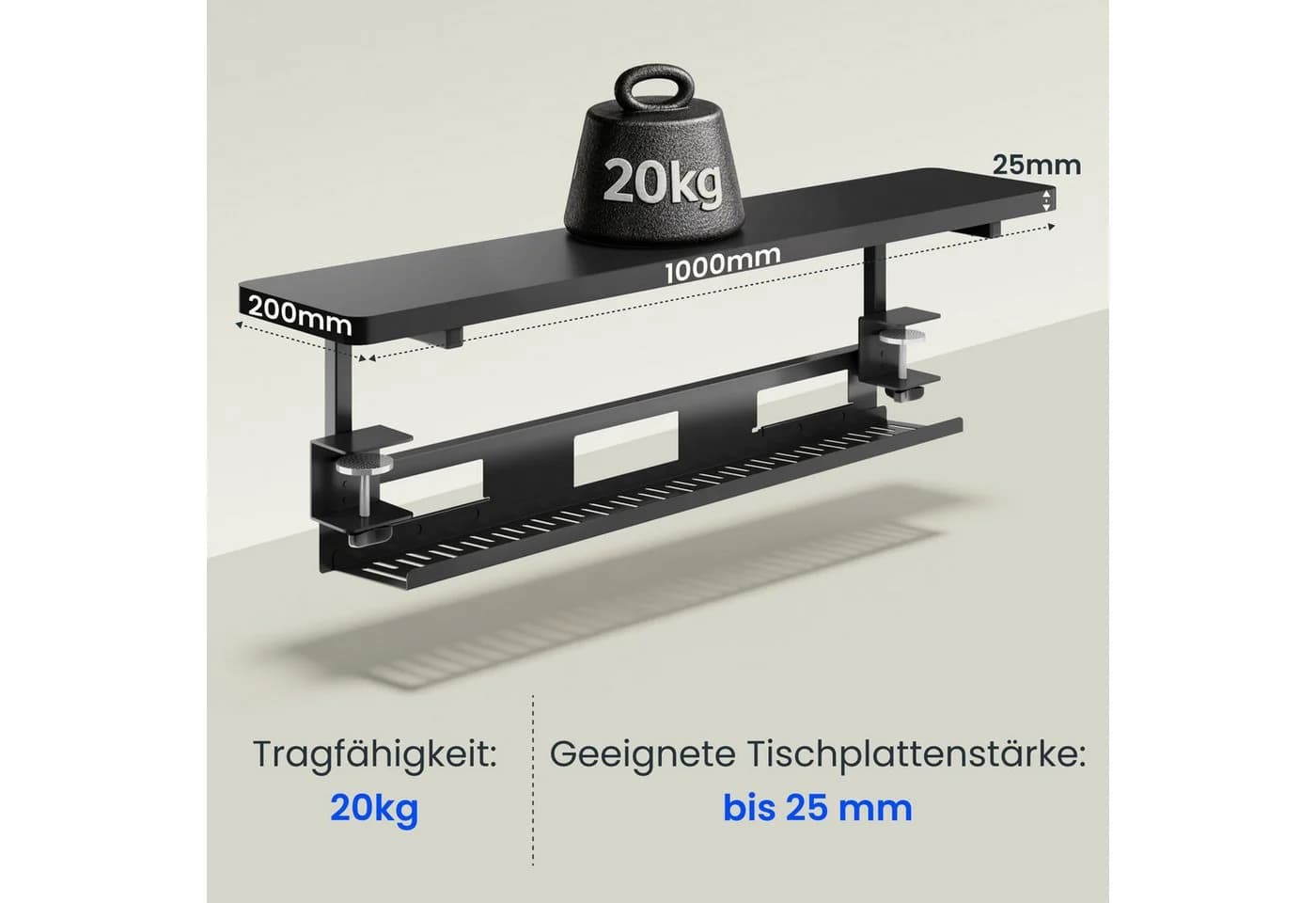 FLEXISPOT Klemmbarer Monitorständer Schwarz mit Ablage - Bild 3