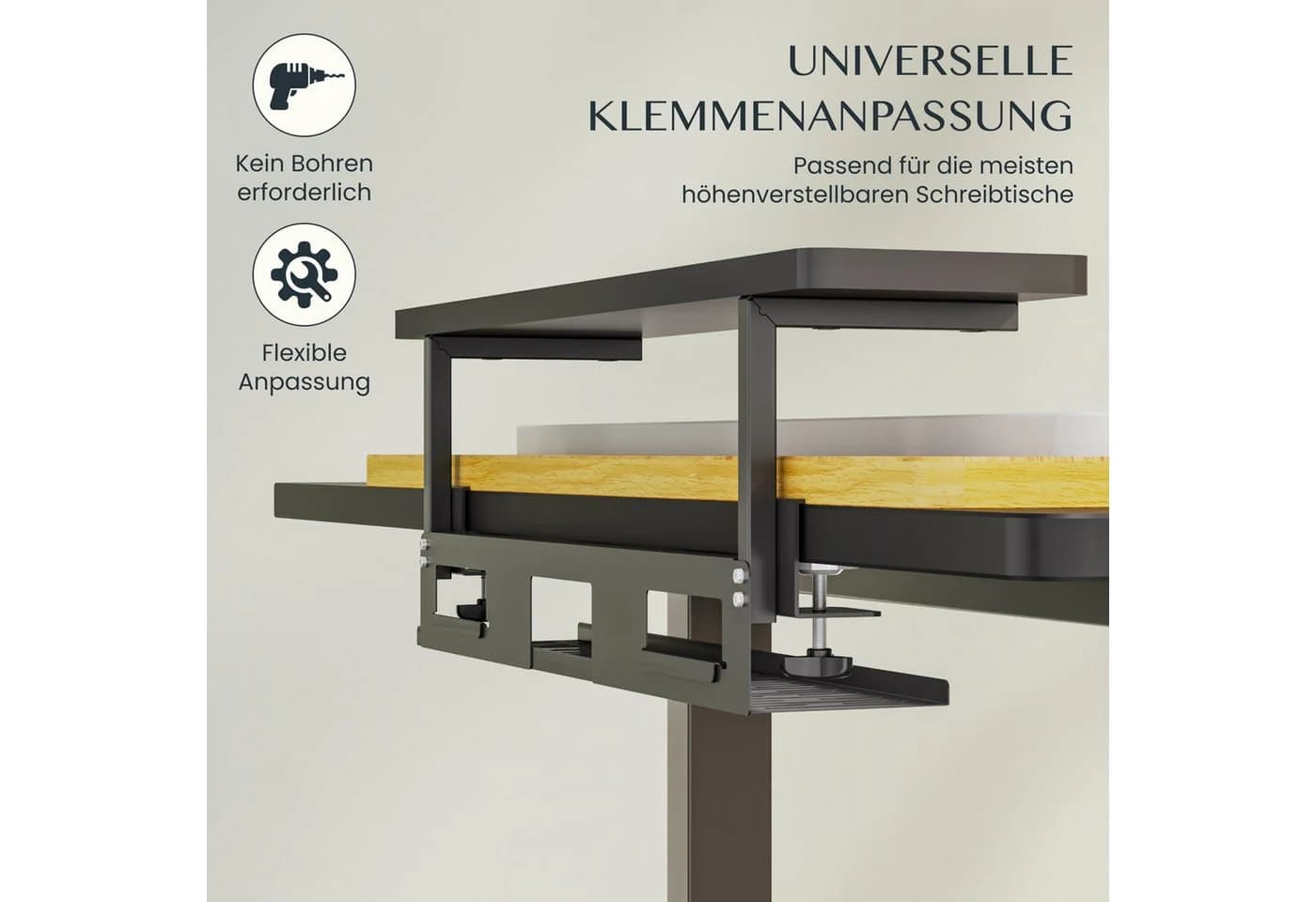 FLEXISPOT Klemmbarer Monitorständer Schwarz mit Ablage - Bild 5