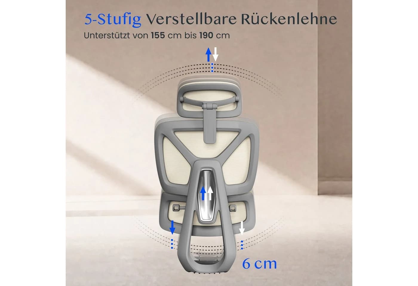 FLEXISPOT Bürostuhl ErgoX Beige 5D-Rückenlehne 3D-Armlehnen - Bild 4