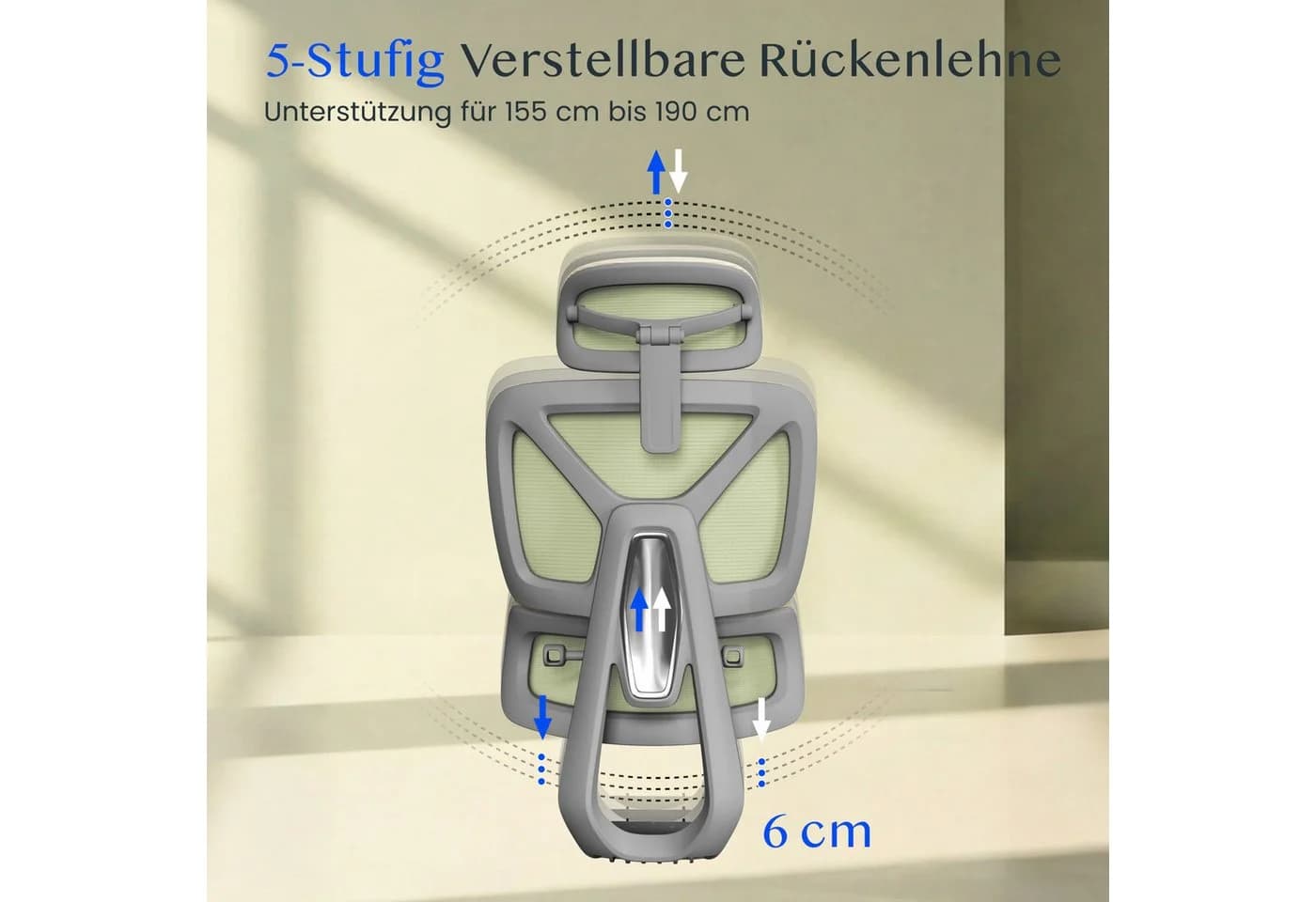 FLEXISPOT Bürostuhl ErgoX Grün 3D-Kopfstütze & Armlehnen - Bild 4