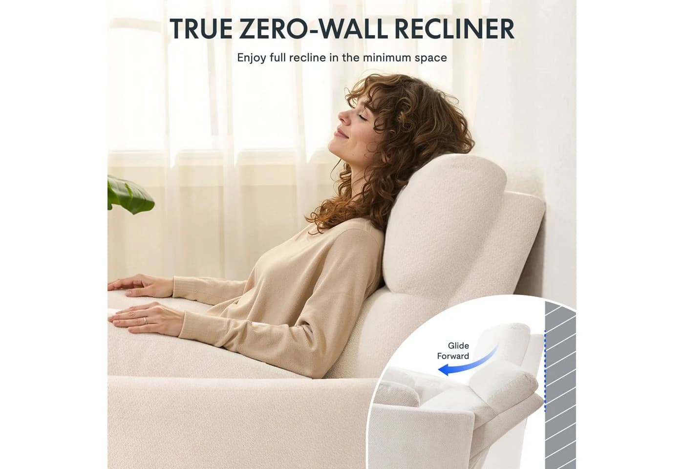 FLEXISPOT Elektrischer Relaxsessel Mochi Beige Zero-Wall USB - Bild 5