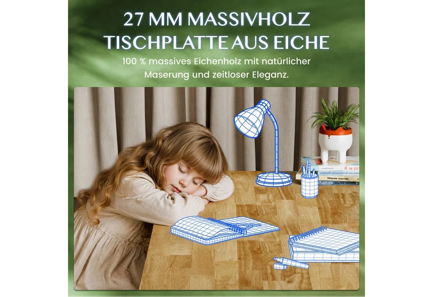 FLEXISPOT E200 Schreibtisch Elektrisch höhenverstellbar Massivholz Weiß - Bild 5