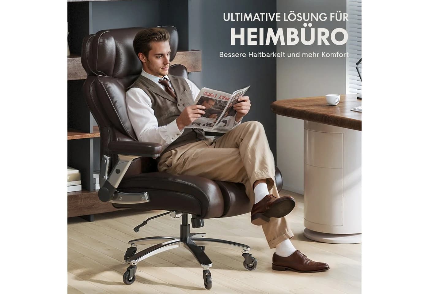 FLEXISPOT Premium Big Max Bürostuhl 300 kg Braun Ergonomisch