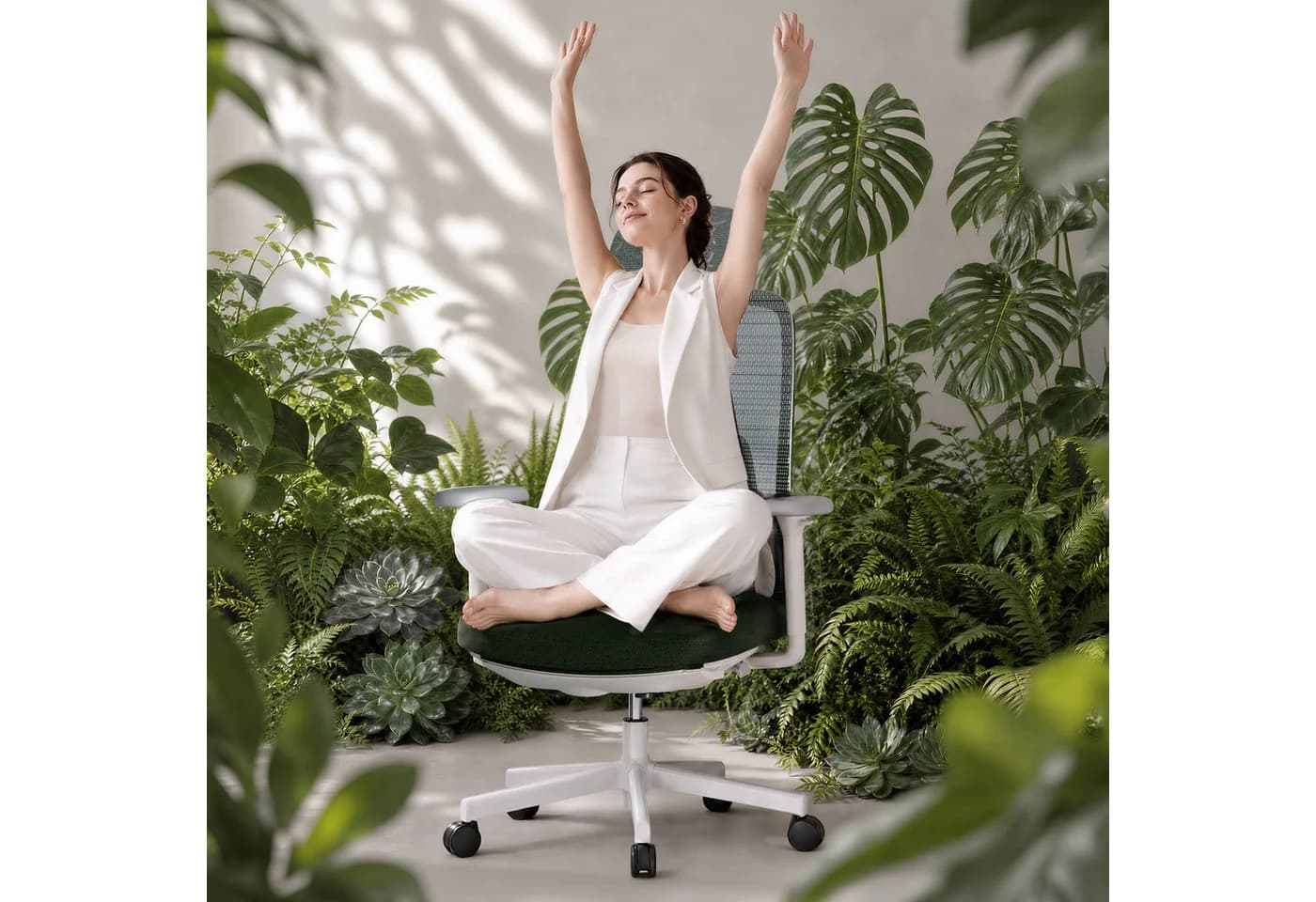 FLEXISPOT Ergonomischer Bürostuhl Grün mit Fußstütze und 10D-Lordosenstütze - Bild 5