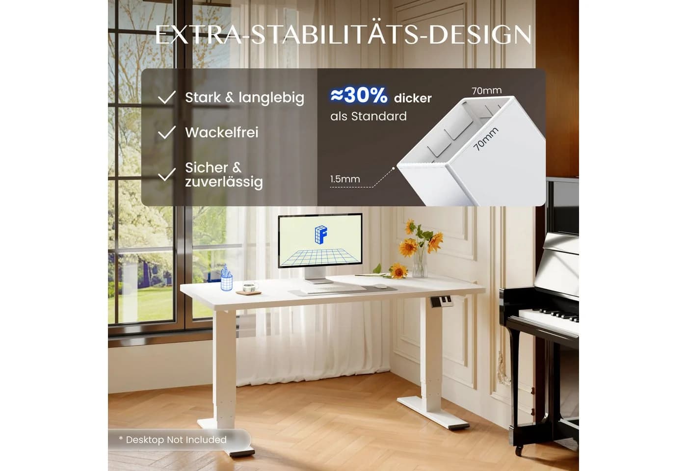 FLEXISPOT EC5 PRO Schreibtischgestell Grau Elektrisch Höhenverstellbar - Bild 5