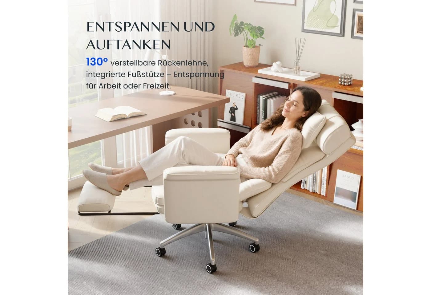 FLEXISPOT Bürostuhl mit klappbaren Armlehnen und kratzfestem Katzenkrallenleder - Bild 5