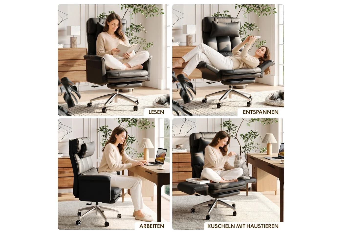 FLEXISPOT Bürostuhl mit klappbaren Armlehnen und Fußstütze