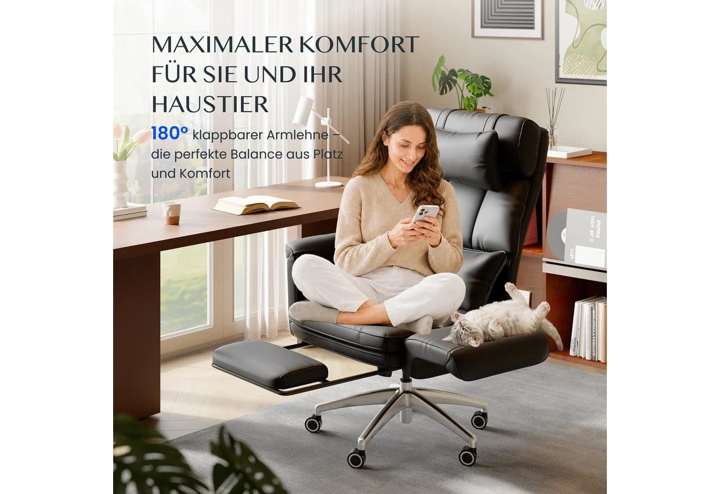 FLEXISPOT Bürostuhl mit klappbaren Armlehnen und Fußstütze - Bild 3