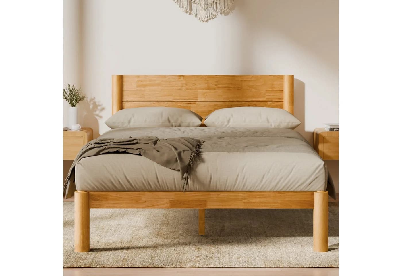 FLEXISPOT Hako G2 Futonbett Massivholz Gummibaumholz Beige JAPANDI - Bild 2