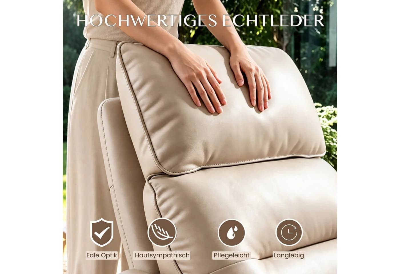 FLEXISPOT Relaxsessel Echtleder Grau 180° Liegefunktion & Schwenktisch