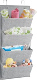 mDesign Hängeorganizer Tür 4 Fächer Grau Jute-Muster Bild 2