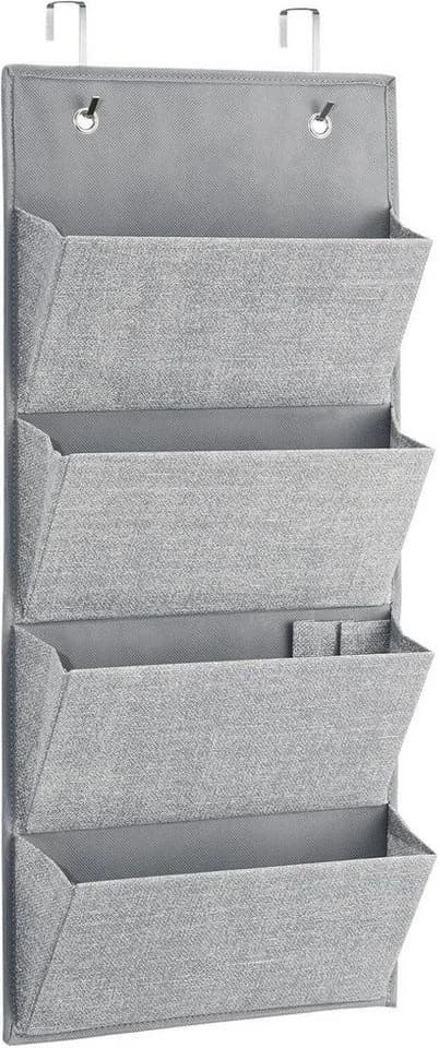 mDesign Hängeorganizer Tür 4 Fächer Grau Jute-Muster - Bild 5