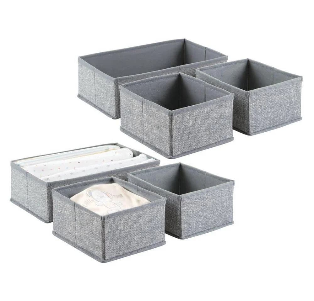 mDesign Aufbewahrungsbox 6er Set Grau Kunstfaser Organizer - Bild 2