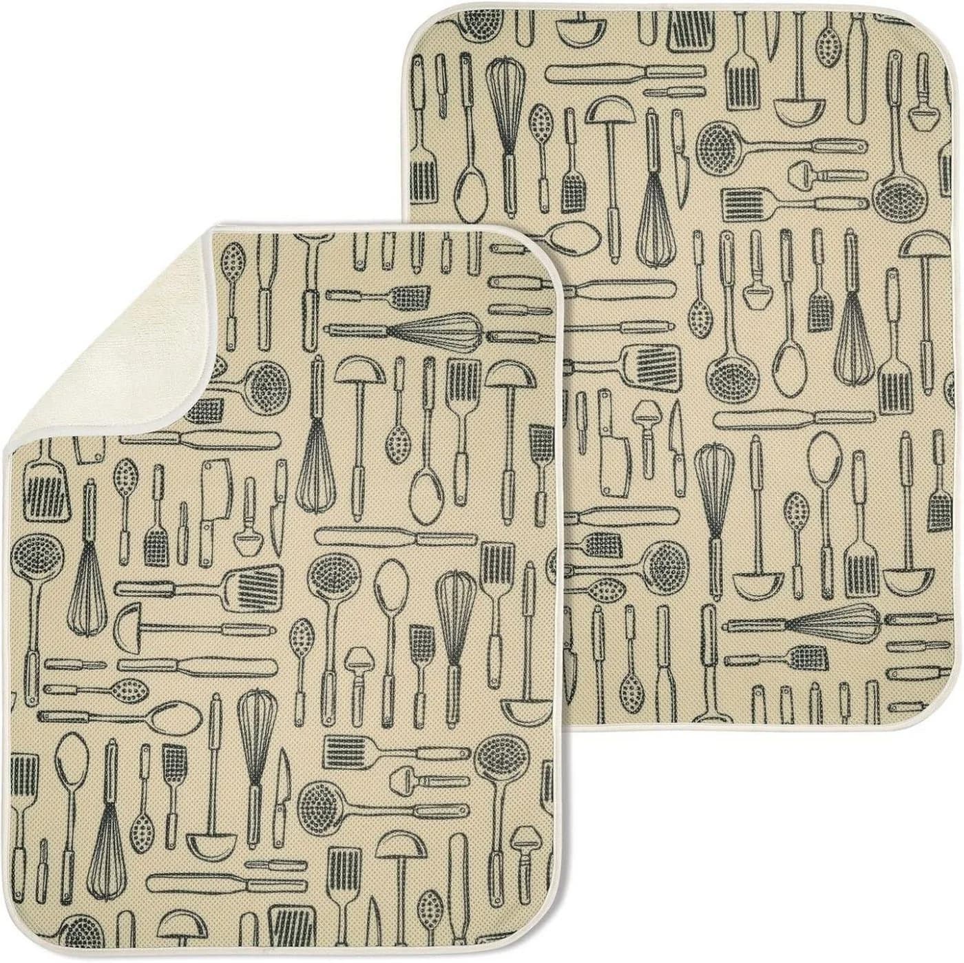 mDesign Abtropfmatte 2er Set Mikrofaser XL Elfenbein - Bild 2