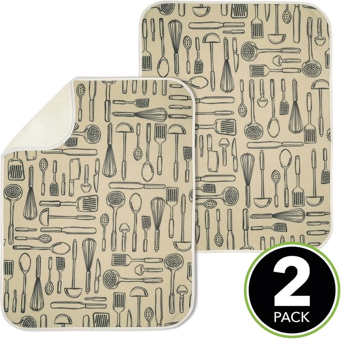 mDesign Abtropfmatte 2er Set Mikrofaser XL Elfenbein - Bild 3