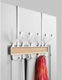 mDesign Hakenleiste Türgarderobe 10 Haken Weiß Metall Holzdekor Bild 1