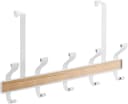 mDesign Hakenleiste Türgarderobe 10 Haken Weiß Metall Holzdekor Bild 2