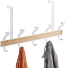 mDesign Hakenleiste Türgarderobe 10 Haken Weiß Metall Holzdekor Bild 3