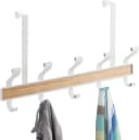 mDesign Hakenleiste Türgarderobe 10 Haken Weiß Metall Holzdekor Bild 5
